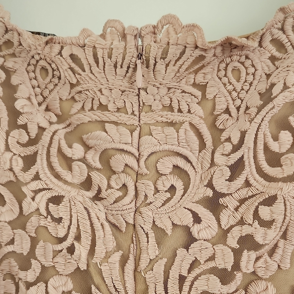 Marc Bouwer Embroidered Lace Blush Pink Midi Dress Fairycore Romantic Size L - Picture 10 of 12